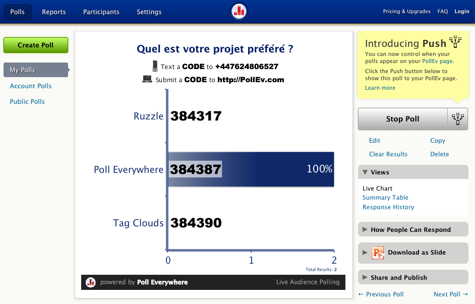 Poll Everywhere Stats
